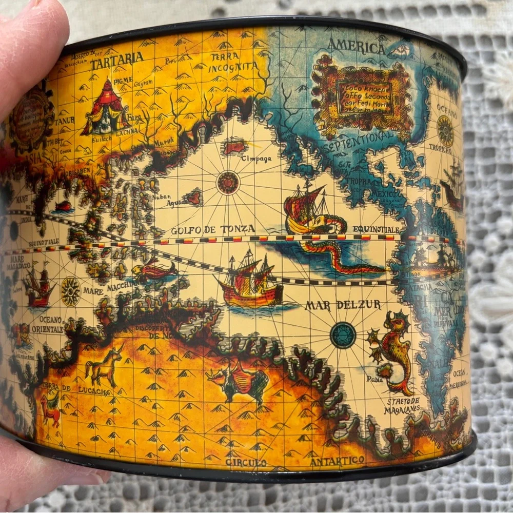Old World Map Desk Organizer Metal